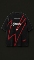 Leisure Concept "Be Yourself" Oversized Washed Black T-Shirt