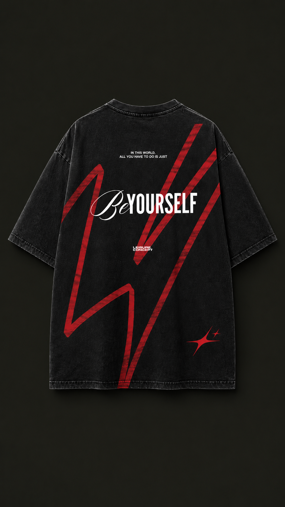 Leisure Concept "Be Yourself" Oversized Washed Black T-Shirt