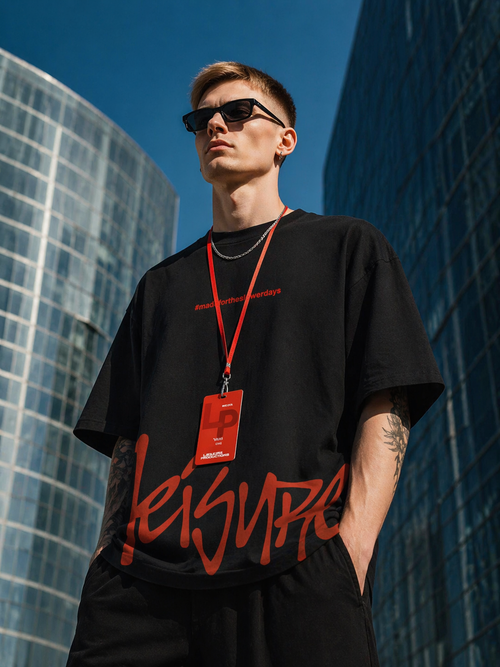 Leisure Concept "Be Yourself" Oversized Washed Black T-Shirt